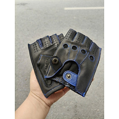 Găng tay nam hở ngón da cừu cao cấp BHYST79 Bao da phượt. Da thật nguyên tấm, Thoải mái lái xe