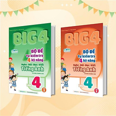 Sách - Big 4 Bộ Đề Tự Kiểm Tra 4 Kỹ Năng Nghe - Nói - Đọc - Viết Cơ Bản Và Nâng Cao Tiếng Anh Lớp 4 - Combo 2 Tập - Megabook