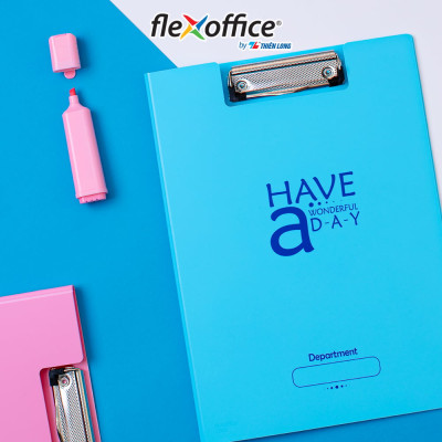 Bìa trình ký kép màu Xanh nhựa PP Thiên Long Flexoffice FO-CB03