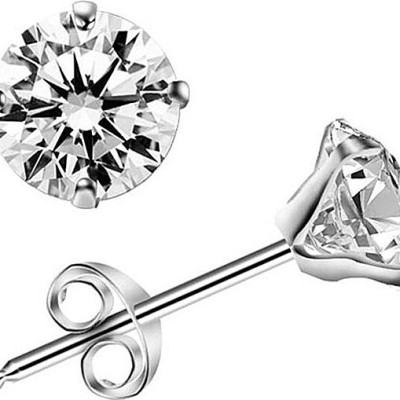 Bộ 2 bông tai thời trang Winwinshop88 BT39 - Màu Bạc, Hột Trắng