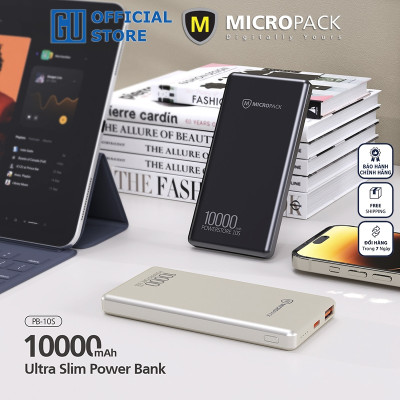 Pin Sạc Dự Phòng MicroPack POWER STORE PB-10S Siêu Mỏng 11.2mm Chuẩn PD Công Suất Tối Đa 22.5W Hàng Chính Hãng