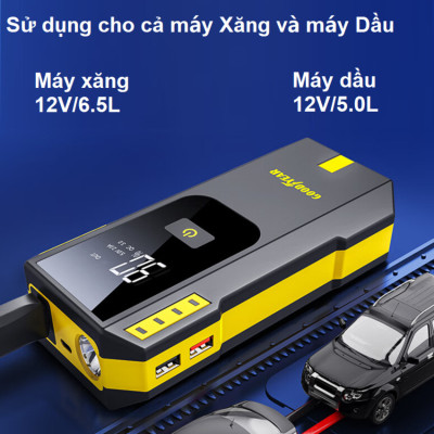 Bộ kích bình acquy ô tô kiêm pin sạc dự phòng Goodyear GY-5358, 12000mAh có khả năng bảo về ngắn mạch nếu gặp sự cố - HÀNG NHẬP KHẨU