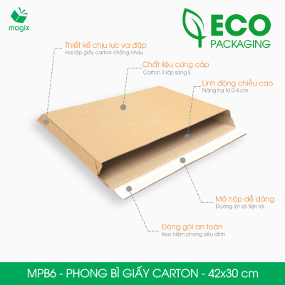MPB6 - 42x30 cm - 60 phong bì carton đóng hàng - Bìa gói hàng, bìa cứng, bì thư | Magix Packaging