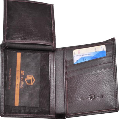 Ví Da Nam AT Leather 051 (11.5 x 9.5 cm) - Nâu