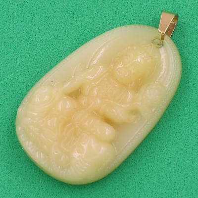 Mặt dây chuyền Bồ Tát Phổ Hiền thạch anh vàng 4.3cm - phật bản mệnh tuổi Thìn, Tỵ