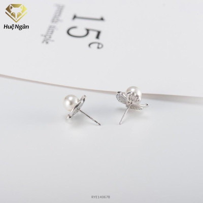 Bông tai bạc Ý 925 Huệ Ngân - Cỏ bá lá may mắn RYE140678
