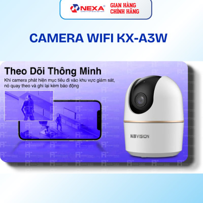 [Tặng thẻ nhớ] Camera Wifi Thông Minh KBVISION KX-A3W Xoay 360 Độ, 3MP, Đàm Thoại 2 Chiều, Hàng Chính Hãng Bảo Hành 24 Tháng