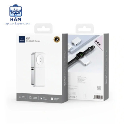 Sạc dự phòng hàng chính hãng WiWU Elf 2-in-1 2000mAh Wi-M21: Tối ưu cho đồng hồ thông minh, tai nghe, thiết bị nhỏ