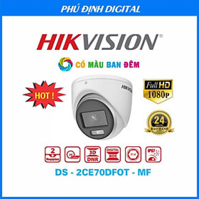 ( CHÍNH HÃNG) Camera HDTVI dome Hikvision FULL COLOR 2mp mã DS-2CE70DF0T-MF - Hàng Chính Hãng 