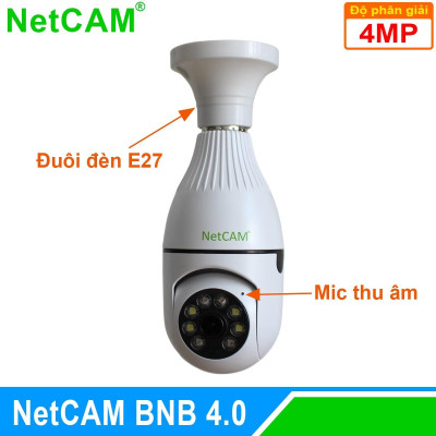 Camera IP WiFi Quay quét 360 độ NetCAM BNB4.0, Độ phân giải 4.0MP, Báo Động Thông Minh, Cảnh Báo Âm Thanh - Hàng chính hãng