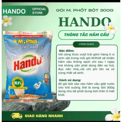Bột thông tắc bồn cầu bể phốt Hando 300Gr [Chỉ dùng cho hầm cầu bể phốt không dùng cho đường ống]