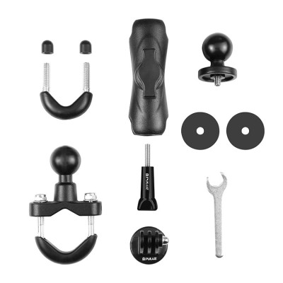 Bộ giá đỡ Gopro gắn tay lái xe máy, xe điện, xe đạp, xe đẩy Puluz PU701B, hàng chính hãng