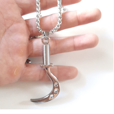 Dây chuyền nam cá tính, mặt hợp kim không gỉ si mạ, dây titan cao cấp rộng 3-4mm, dài 50cm