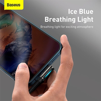 Cáp sạc nhanh 2.4A truyền dữ liệu Baseus Legend Series Elbow dây dù có đèn Led dài 1M dành cho iPhone/iPad - Hàng chính hãng