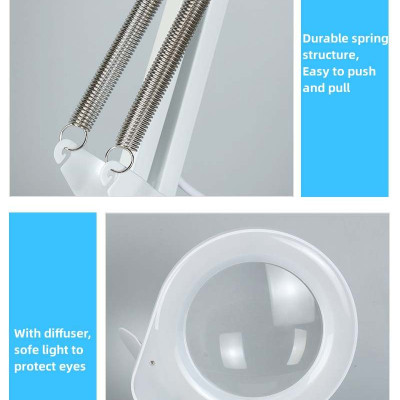 Kính lúp để bàn có đèn TERINO DE-78W (phóng đại 10X và 20X, Led, màu trắng) - Hàng chính hãng