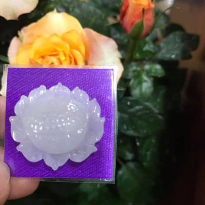 MẶT DÂY CHUYỀN BÔNG SEN TRẮNG TINH BÓNG ĐẸP 100% ĐÁ CẨM THẠCH TỰ NHIÊN NỮ MỆNH KIM THỦY 28MM