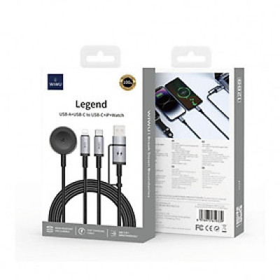 Cáp Sạc Nhanh Wi WU Legend 3in2 100W Wi-C050 sạc được điện thoại , đồng hồ applewatch/laptop.. - Hàng chính hãng
