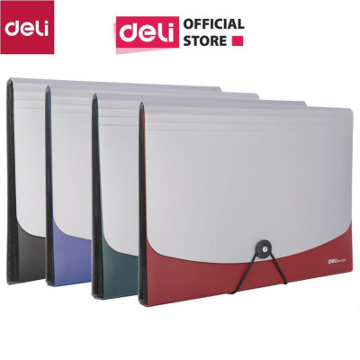 Cặp tài liệu A4 13 ngăn Deli - Đen/Xanh dương/Đỏ/Xanh lá - 1 chiếc - E5558 