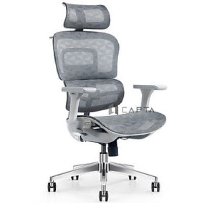 Ghế lưới Engonomic khung nhựa trắng ngả lưng thư giãn 125 độ CM4533-1M Nội thất Capta