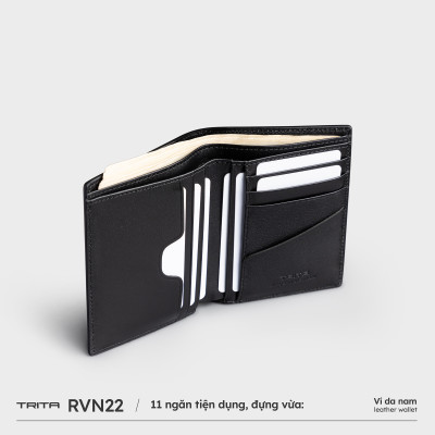 Ví nam da bò Trita ( Thời trang nam dáng đứng basic - Ví da RVN22 )