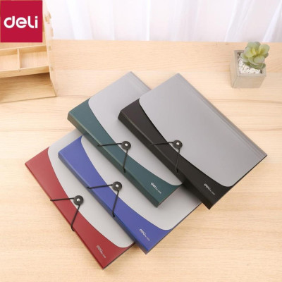 Cặp tài liệu A4 13 ngăn Deli - Đen/Xanh dương/Đỏ/Xanh lá - 1 chiếc - E5558 