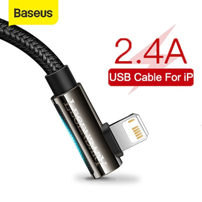 Cáp sạc nhanh 2.4A truyền dữ liệu Baseus Legend Series Elbow dây dù có đèn Led dài 1M dành cho iPhone/iPad - Hàng chính hãng