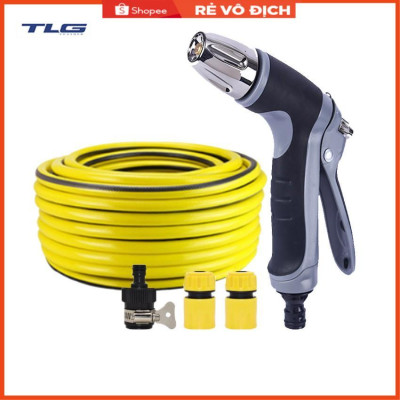 Bộ dây và vòi xịt rửa xe tưới cây tăng áp 7-10m (cút nhựa nối nhựa đen) 206817