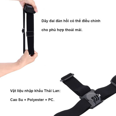 Dây đeo đầu có thể điều chỉnh đai đàn hồi dành cho máy quay hành động Puluz PU24, hàng chính hãng