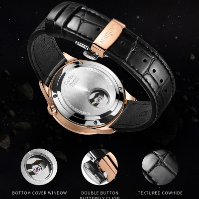 Đồng Hồ Nam Cadisen C8187G Chính Hãng Full Box Chống Nước Kính Chống Xước Dây Da BH 2 Năm Máy Cơ