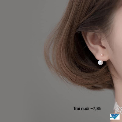 Bông tai bạc gắn trai chốt ren chất liệu bằng bạc s925 MS48b