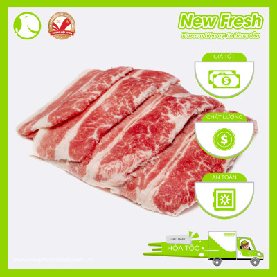 [GIAO NHANH HCM] Ba Chỉ Bò Mỹ Cắt Trải Nhúng Lẩu - Khay 1Kg