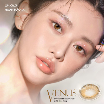 Lens nâu tây có cận 0-8 Venus hiệu Angel Eyes - Dòng kính áp tròng nâu Silicone Hydrogel cao cấp Hàn Quốc Dia 14.0