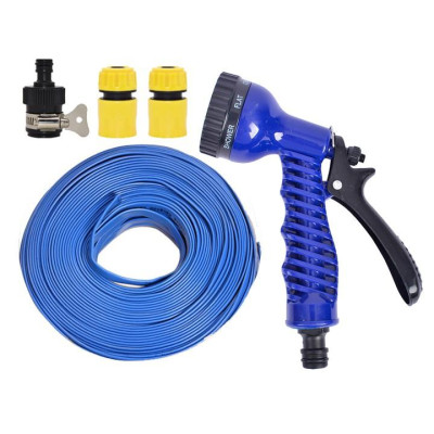 Bộ dây tăng áp 3 lần vòi xịt nước rửa xe, tưới cây loại 15m (cút nhựa nối nhựa đen) 206843