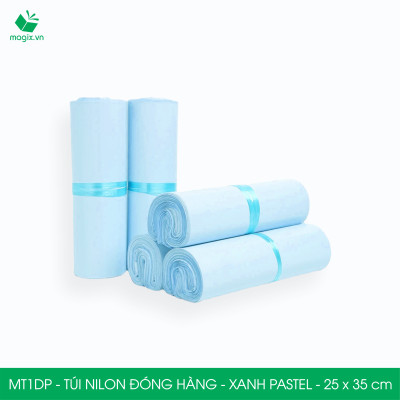 MT1DP - 25x35 cm  - Túi nilon gói hàng - 200 túi niêm phong đóng hàng màu xanh pastel