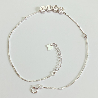 Lắc chân bạc nữ trang sức bạc Ý S925 Huệ Ngân - LOVE RYBJ50053