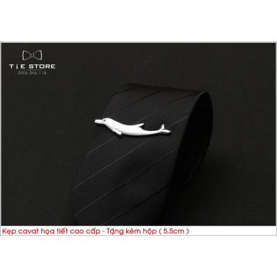 Kẹp cà vạt nam cao cấp ( 5.5cm), Kẹp Cavat hình họa tiết con cá cao cấp - tặng kèm hộp nhỏ