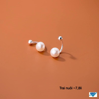 Bông tai bạc gắn trai chốt ren chất liệu bằng bạc s925 MS48b