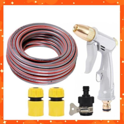 Bộ dây vòi xịt nước rửa xe,tưới cây tăng áp 3 lần, loại 15m (cút nhựa nối 713-1) 206846 