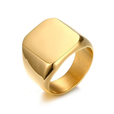 Nhẫn nam titan thời trang mặt trơn vuông to cao cấp thép không gỉ trangsucpt màu mạ vàng PTNNA24