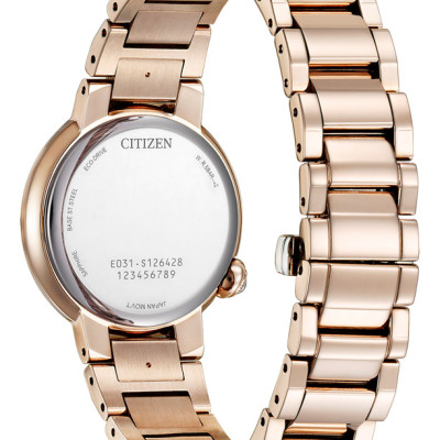 Đồng Hồ Nữ Citizen Đính Kim Cương Dây Thép Không Gỉ EM0912-84Y - Mặt Xà Cừ (Sapphire)
