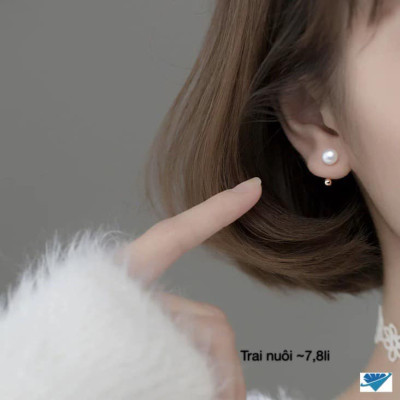 Bông tai bạc gắn trai chốt ren chất liệu bằng bạc s925 MS48b