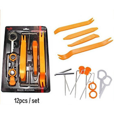 Bộ dụng cụ tháo lắp nội thất 12 món, đồ nhựa cho xe ô tô