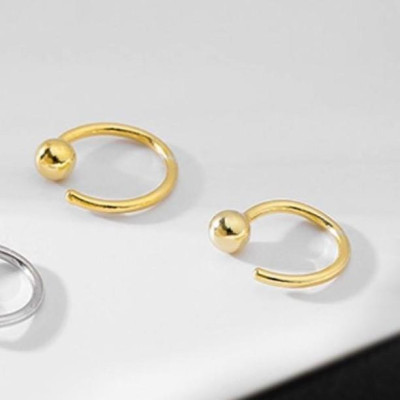 Bông tai bạc khuyên tròn nhỏ xinh chất liệu bằng bạc s925 MS0458