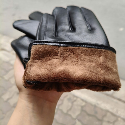Bao tay da nam BHY8717 Găng tay nam da cừu. Tích hợp cảm ứng, Lót lông ấm