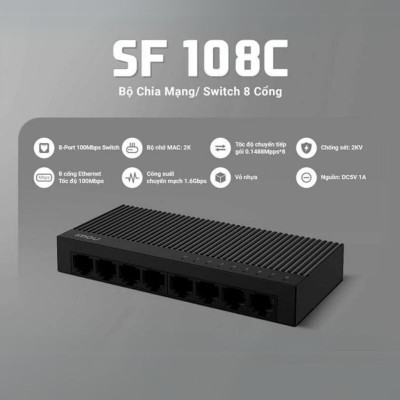 Thiết Bị Chia Mạng Imou SF105C, SF108C, SG105C, SG108C Switch 5 và 8 Cổng Tốc Độ Ethernet 100Mbps - TRANGIATELECOM Hàng chính hãƞg Hàng nhập khẩu