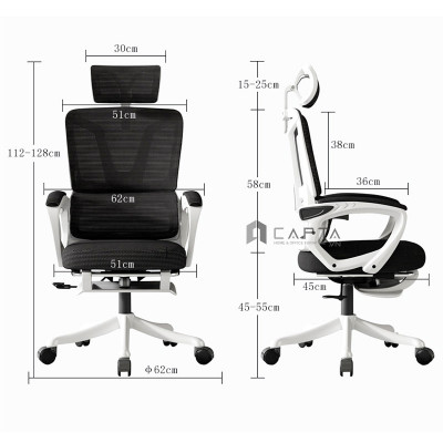 Ghế làm việc giá rẻ có gác chân khung nhựa trắng CR4327-2M Nội thất Capta