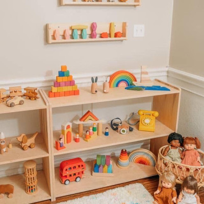 Kệ Để Đồ Chơi, Kệ Sách Đa Năng 2 Tầng Montessori Trang Trí Decor Phòng Cho Bé 