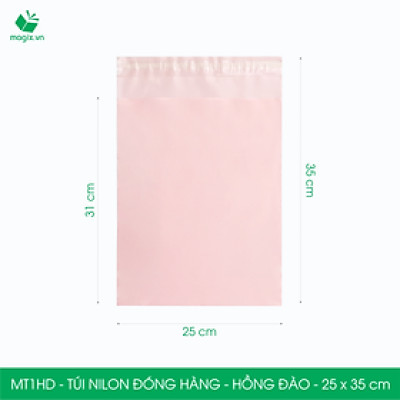 MT1HD - 25x35 cm  - Túi nilon gói hàng - 200 túi niêm phong đóng hàng màu hồng đào