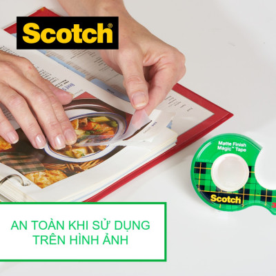 Băng dính đa năng 3M Scocth 105, Kích thước 19mm x 7,62m - Kèm máy cắt mini | Sản xuất tại Mỹ