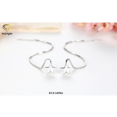 Bông tai bạc Ý 925 Huệ Ngân - Ngôi sao may mắn dáng dài RYE140984